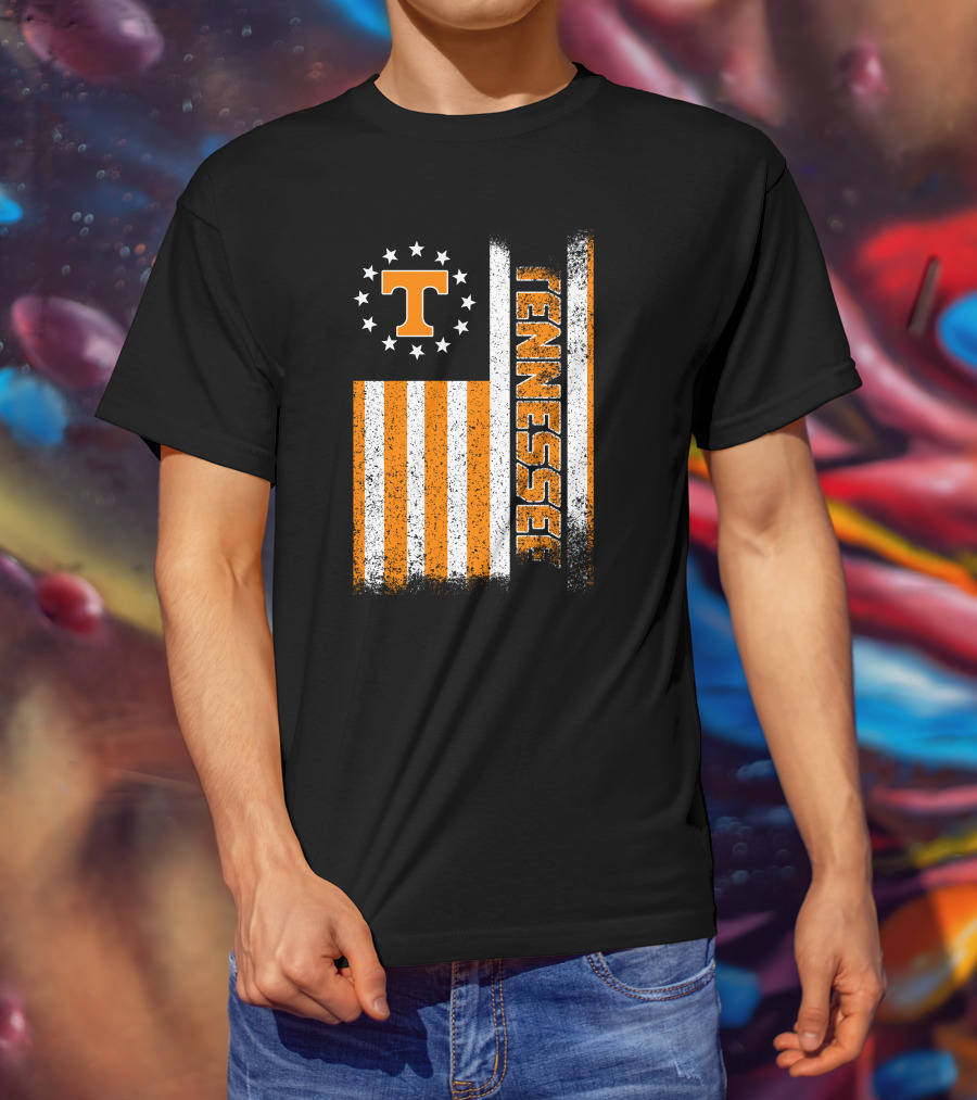 Tennessee Volunteers American Flag Stars And Stripes Vintage Look T-Shirt