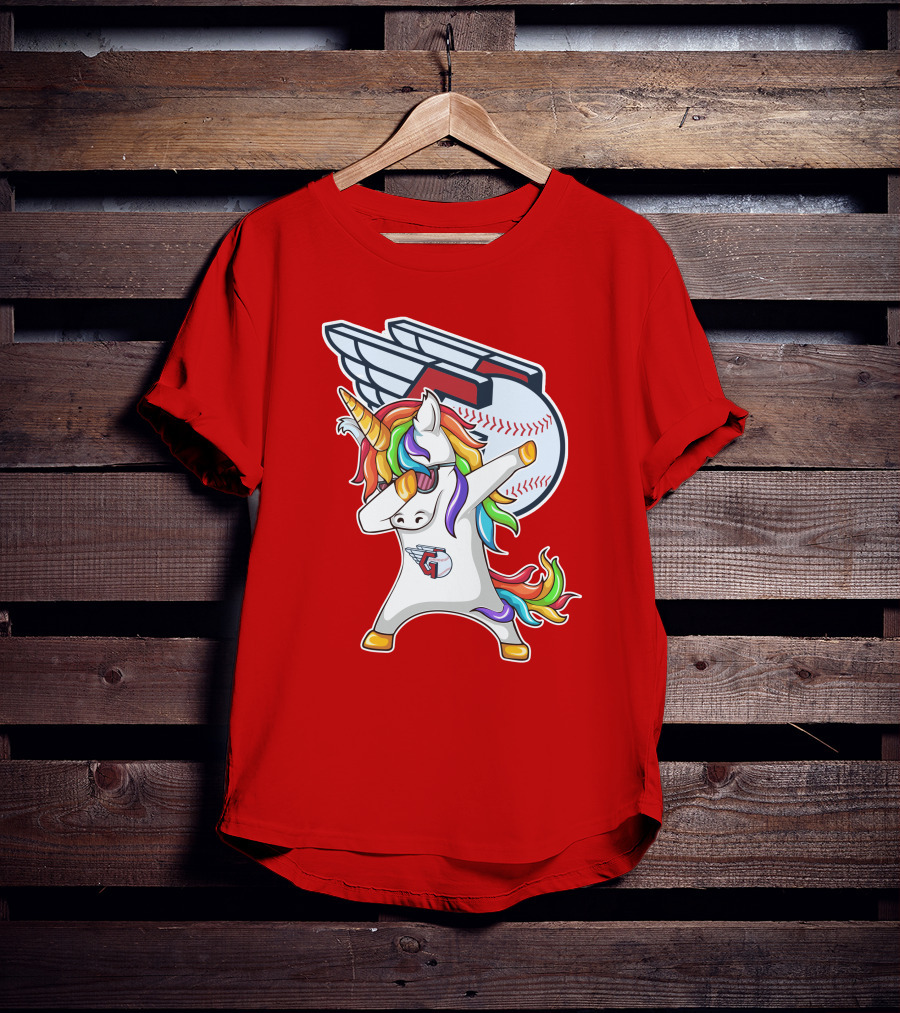 Cleveland Guardians Baseball Unicorn Dabbing With Winged Ball T-Shirt
