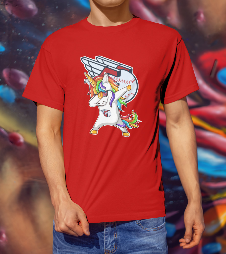 Cleveland Guardians Baseball Unicorn Dabbing With Winged Ball T-Shirt