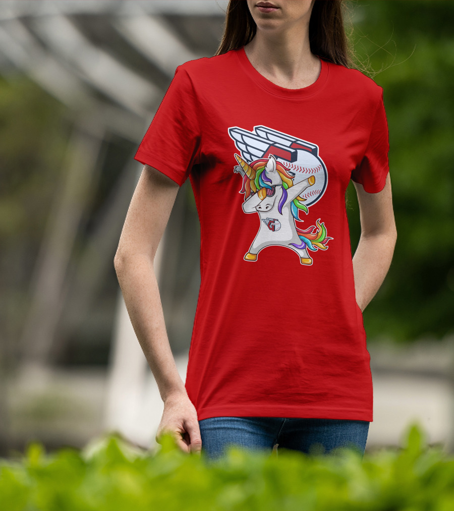 Cleveland Guardians Baseball Unicorn Dabbing With Winged Ball T-Shirt