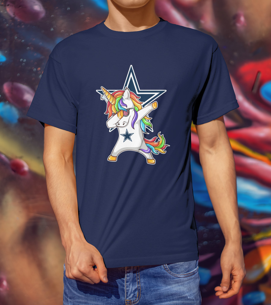 Dallas Cowboys Unicorn Dabbing Star Rainbow T-Shirt