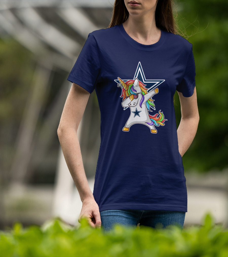 Dallas Cowboys Unicorn Dabbing Star Rainbow T-Shirt