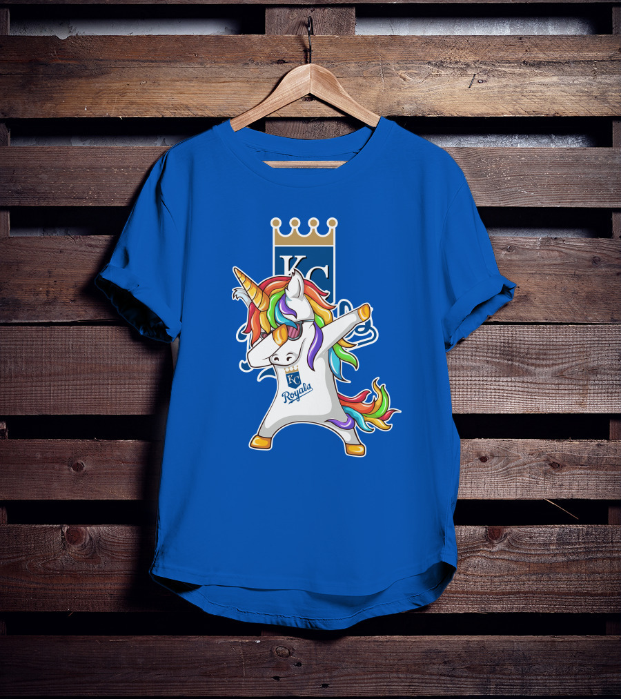 KC Royals Unicorn Dabbing With Rainbow Mane T-Shirt