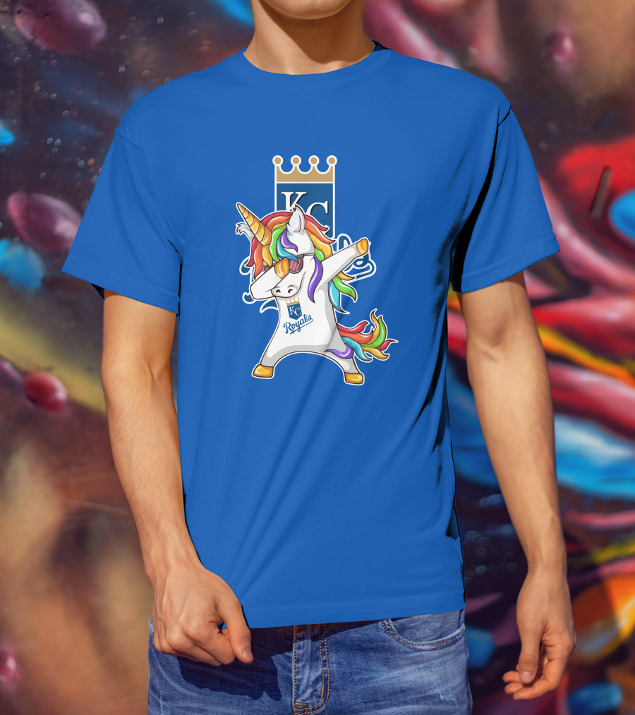 KC Royals Unicorn Dabbing With Rainbow Mane T-Shirt