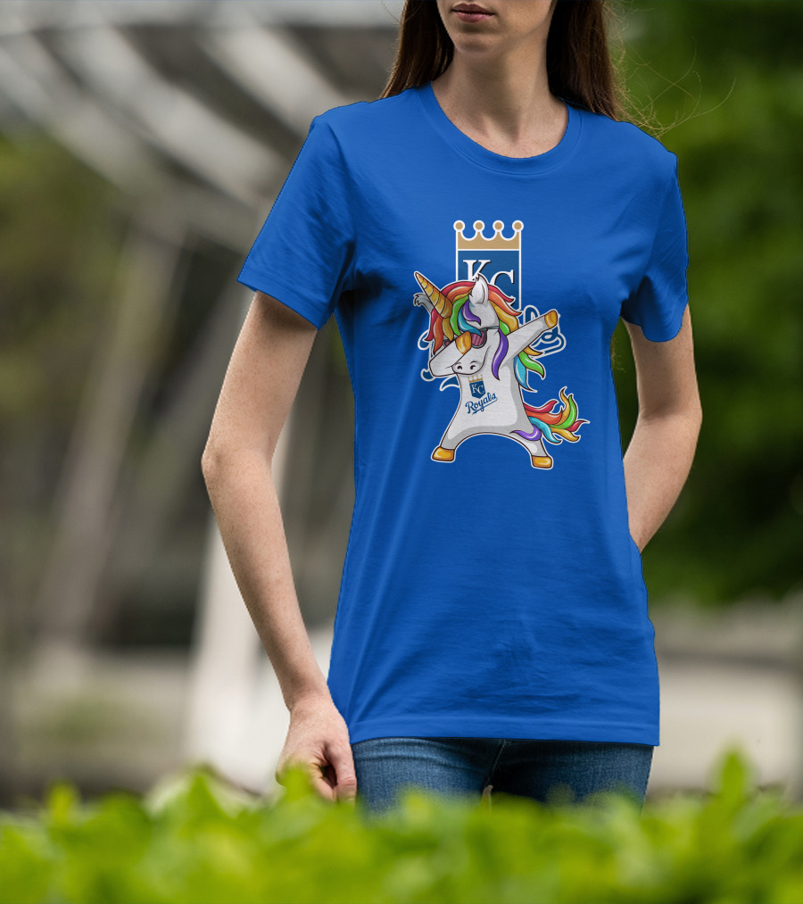 KC Royals Unicorn Dabbing With Rainbow Mane T-Shirt