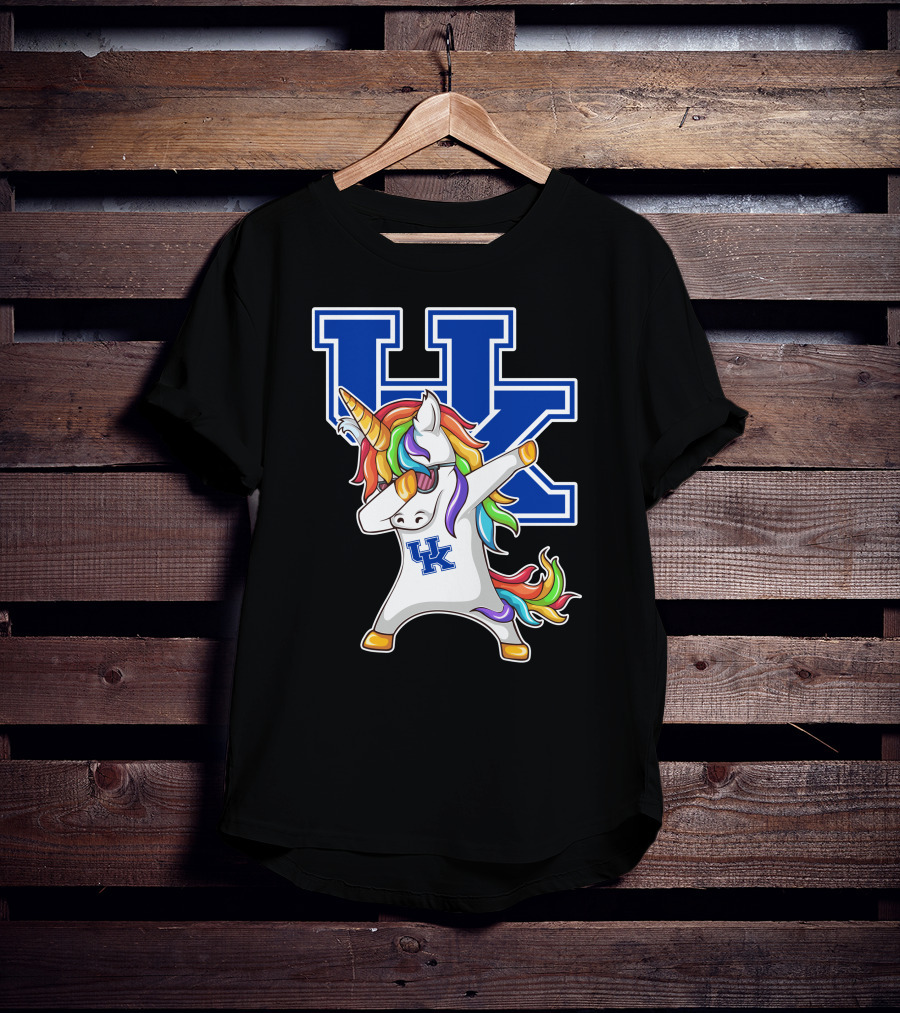 Kentucky Wildcats Unicorn Dabbing UK Logo Rainbow Mane T-Shirt