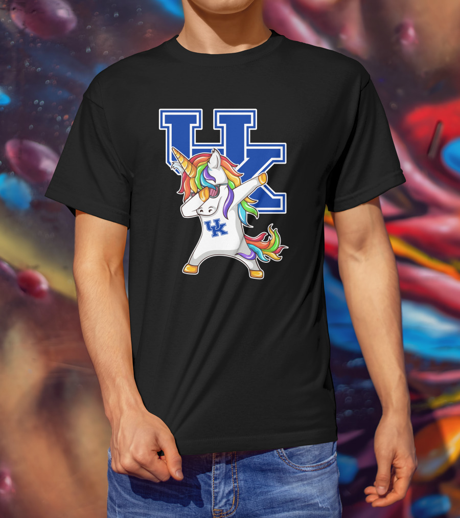 Kentucky Wildcats Unicorn Dabbing UK Logo Rainbow Mane T-Shirt