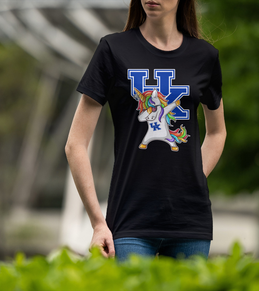 Kentucky Wildcats Unicorn Dabbing UK Logo Rainbow Mane T-Shirt