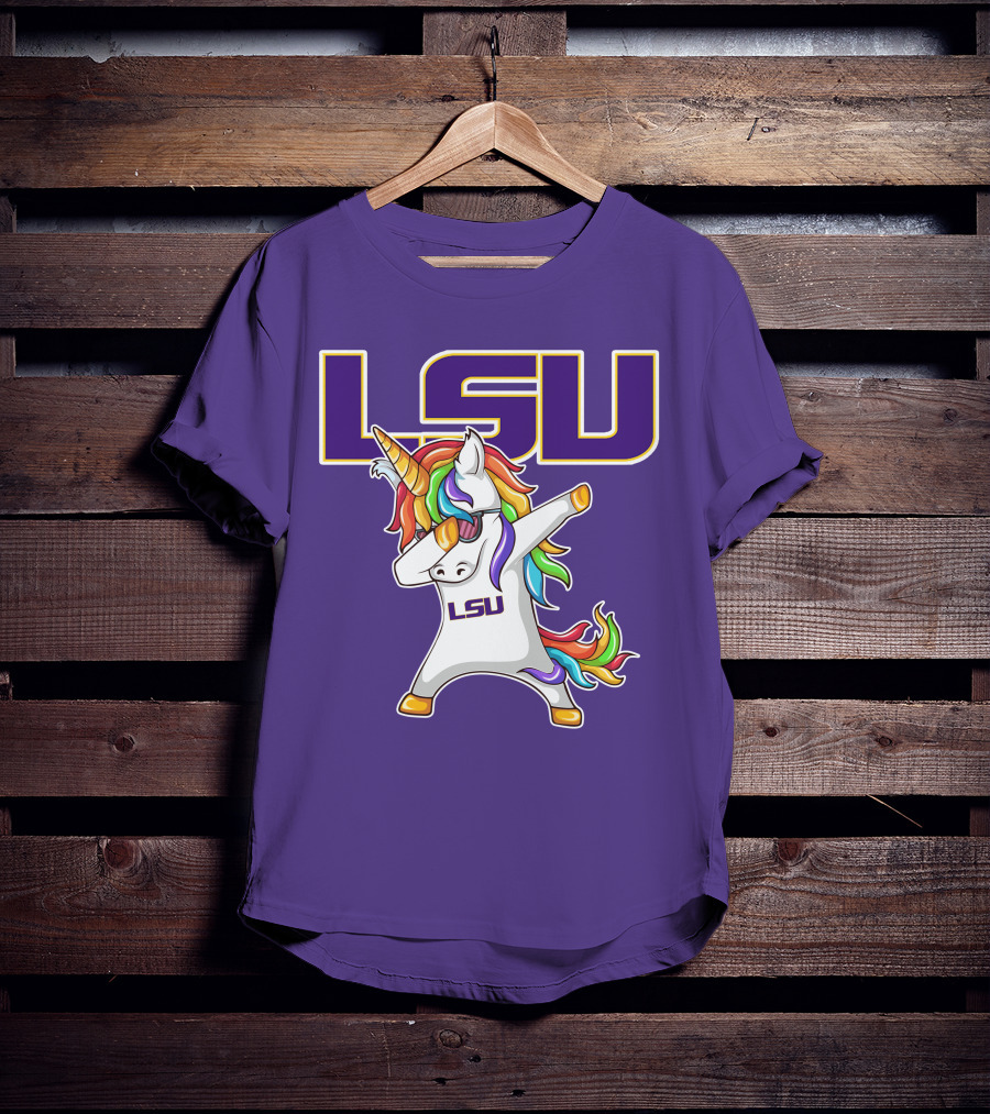 LSU Tigers Unicorn Dabbing Rainbow Mane T-Shirt