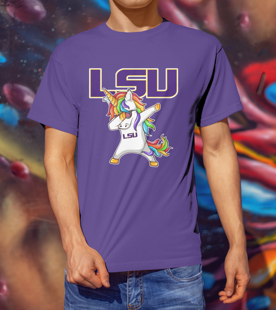 LSU Tigers Unicorn Dabbing Rainbow Mane T-Shirt