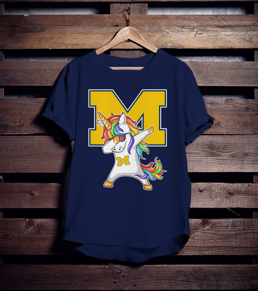 Michigan Wolverines Unicorn Dabbing M T-Shirt