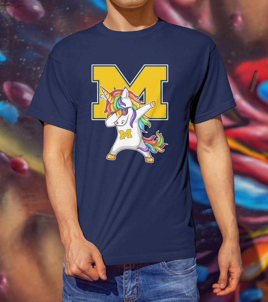 Michigan Wolverines Unicorn Dabbing M T-Shirt