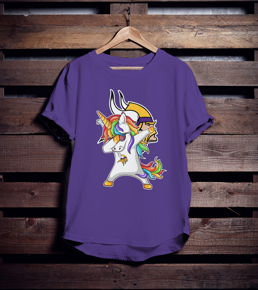 Minnesota Vikings Rainbow Unicorn Dabbing T-Shirt