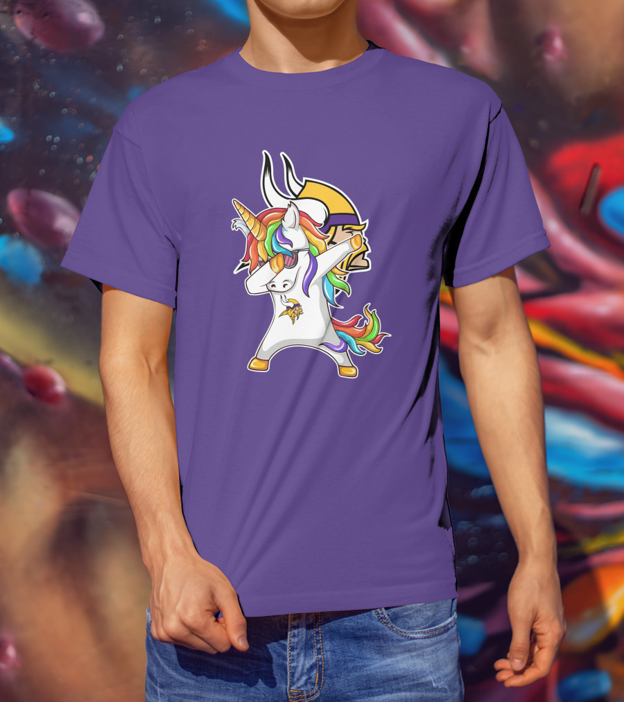Minnesota Vikings Rainbow Unicorn Dabbing T-Shirt