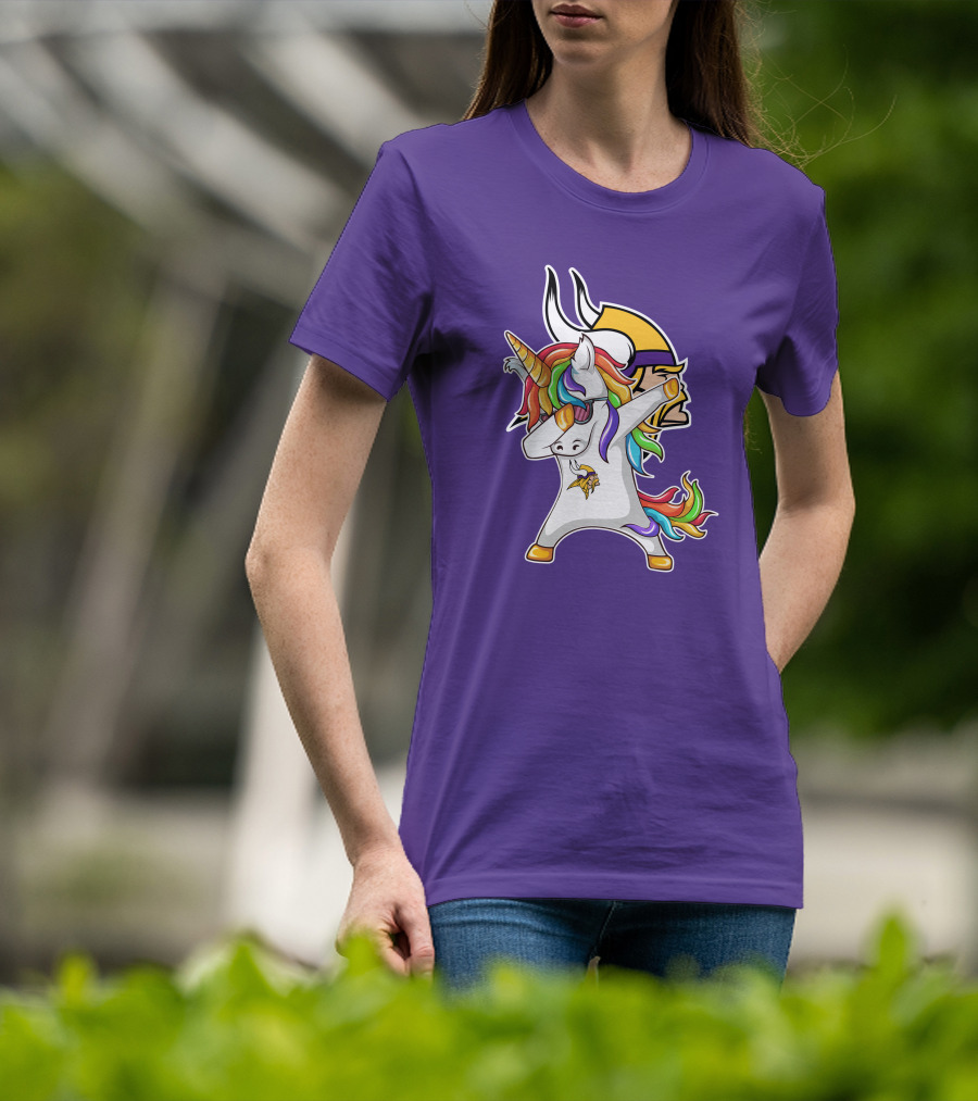Minnesota Vikings Rainbow Unicorn Dabbing T-Shirt