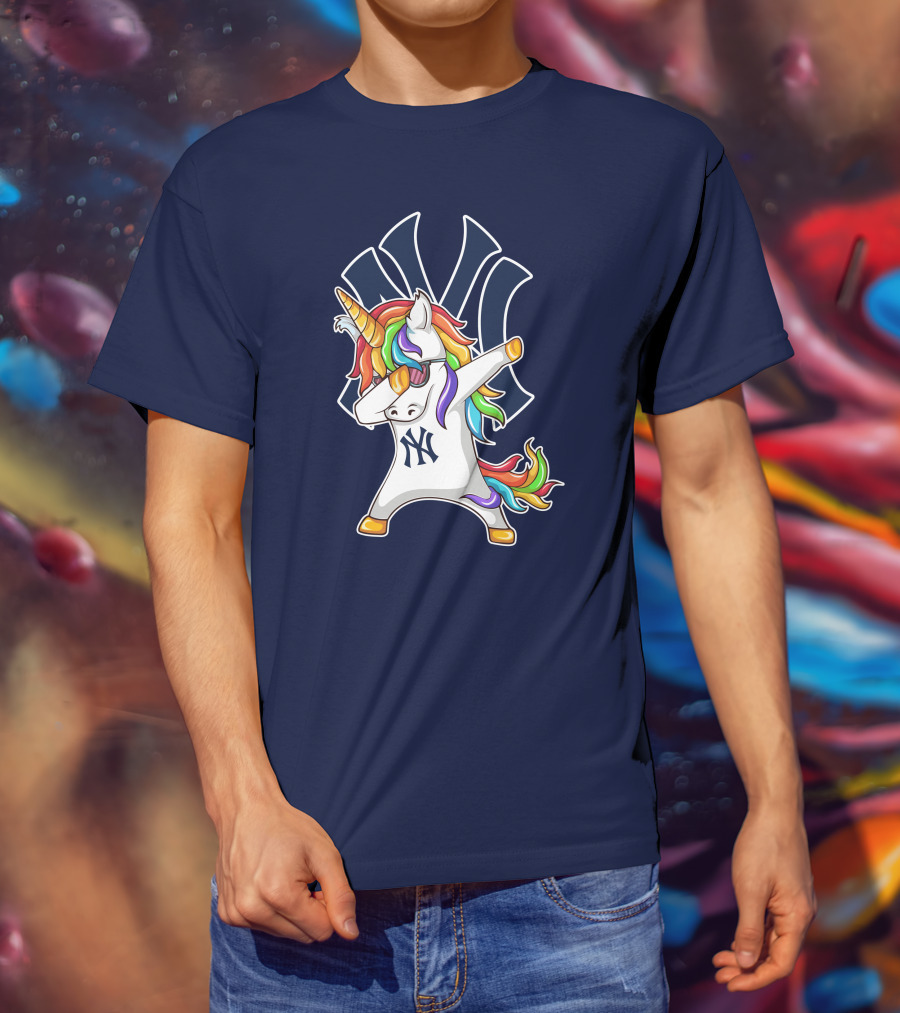 New York Yankees Unicorn Dabbing Rainbow T-Shirt