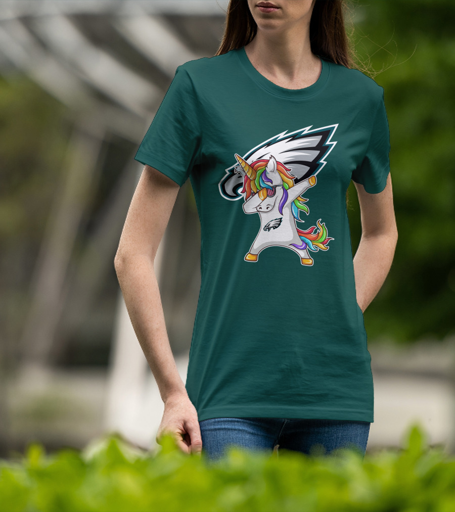 Philadelphia Eagles Unicorn Dabbing Rainbow Mane T-Shirt