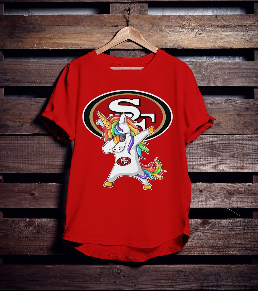 San Francisco 49ers SF Logo Rainbow Unicorn Dabbing T-Shirt