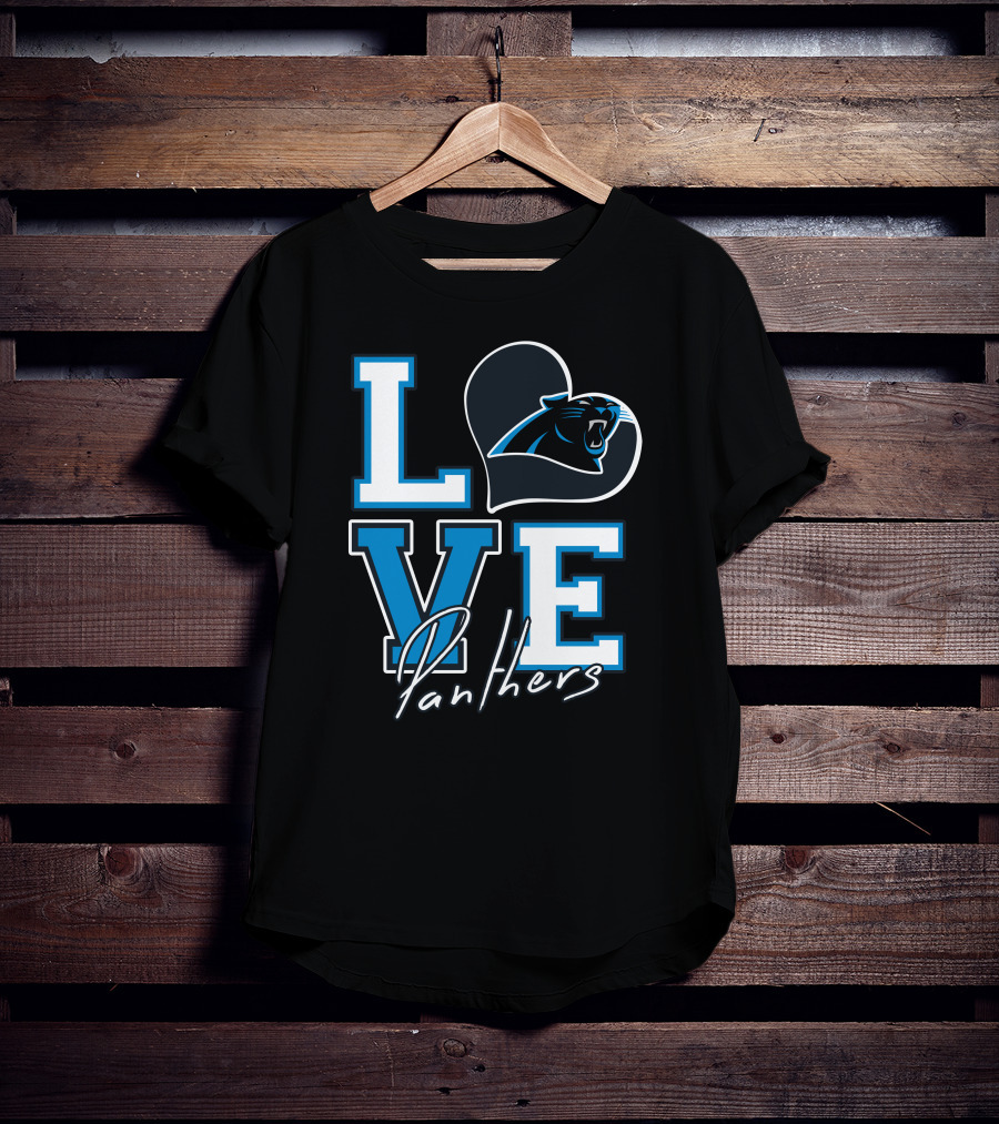 Love Panthers Heart T-Shirt