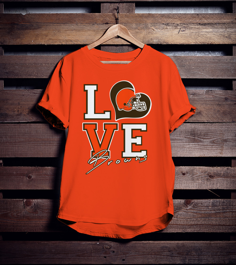 LOVE Browns Football Helmet Heart T-Shirt