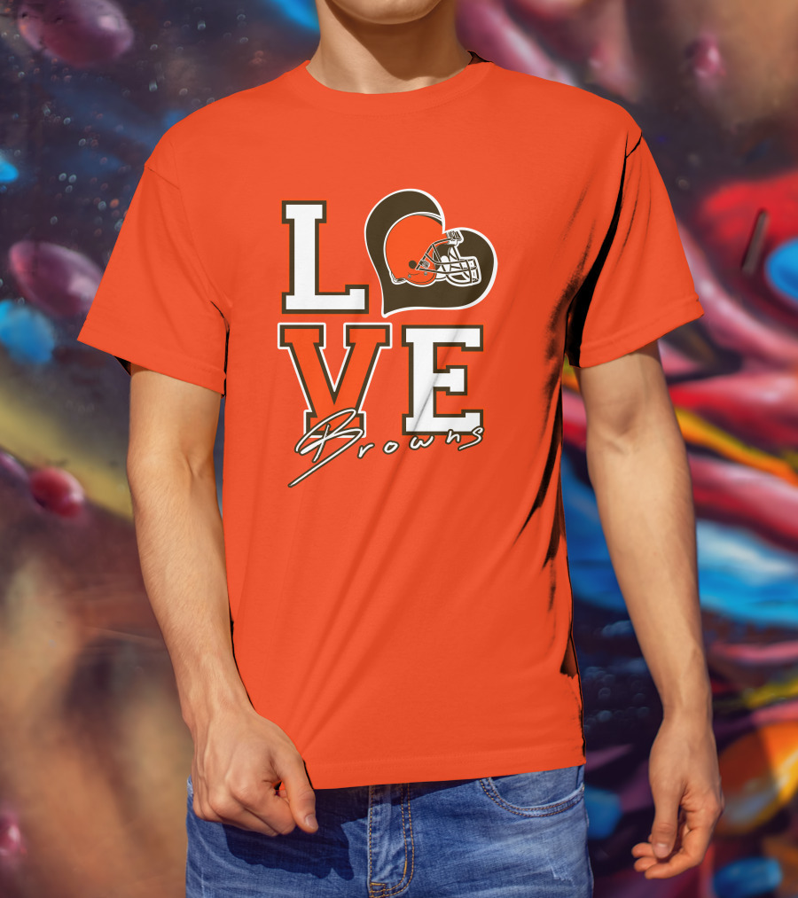 LOVE Browns Football Helmet Heart T-Shirt