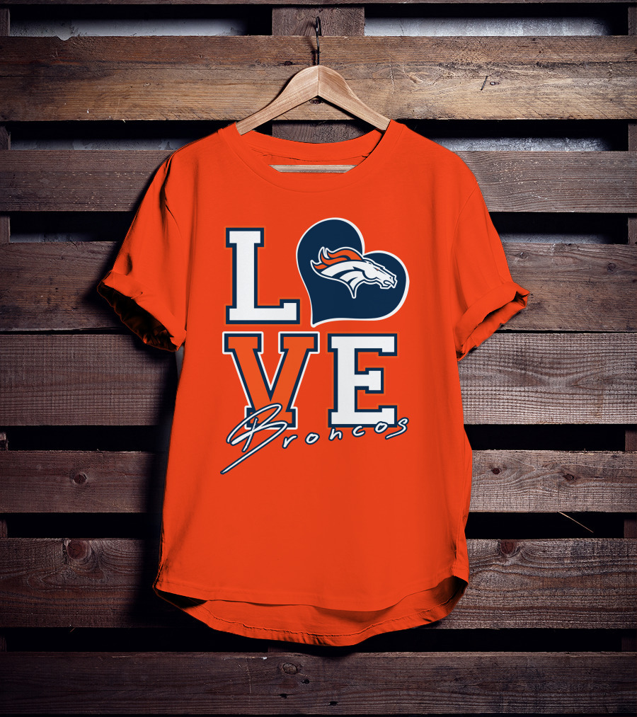 Love Broncos Denver Broncos Heart T-Shirt