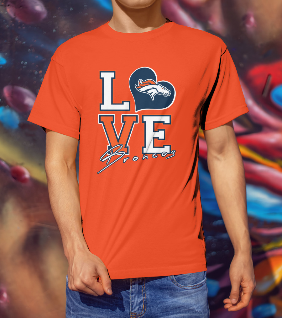 Love Broncos Denver Broncos Heart T-Shirt