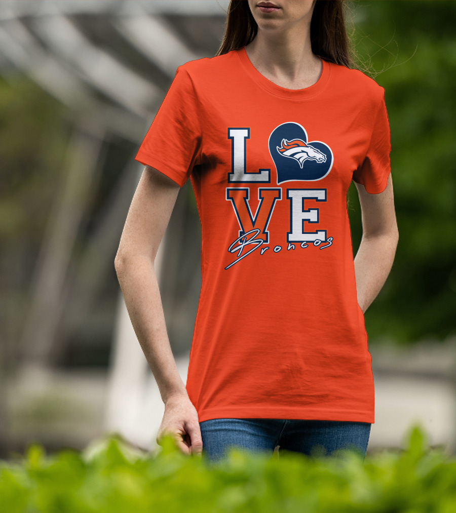 Love Broncos Denver Broncos Heart T-Shirt