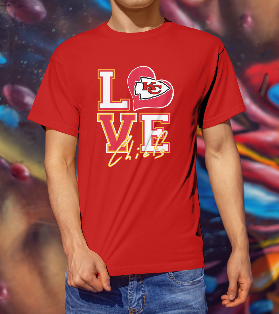 LOVE Chiefs KC Arrowhead Heart T-Shirt