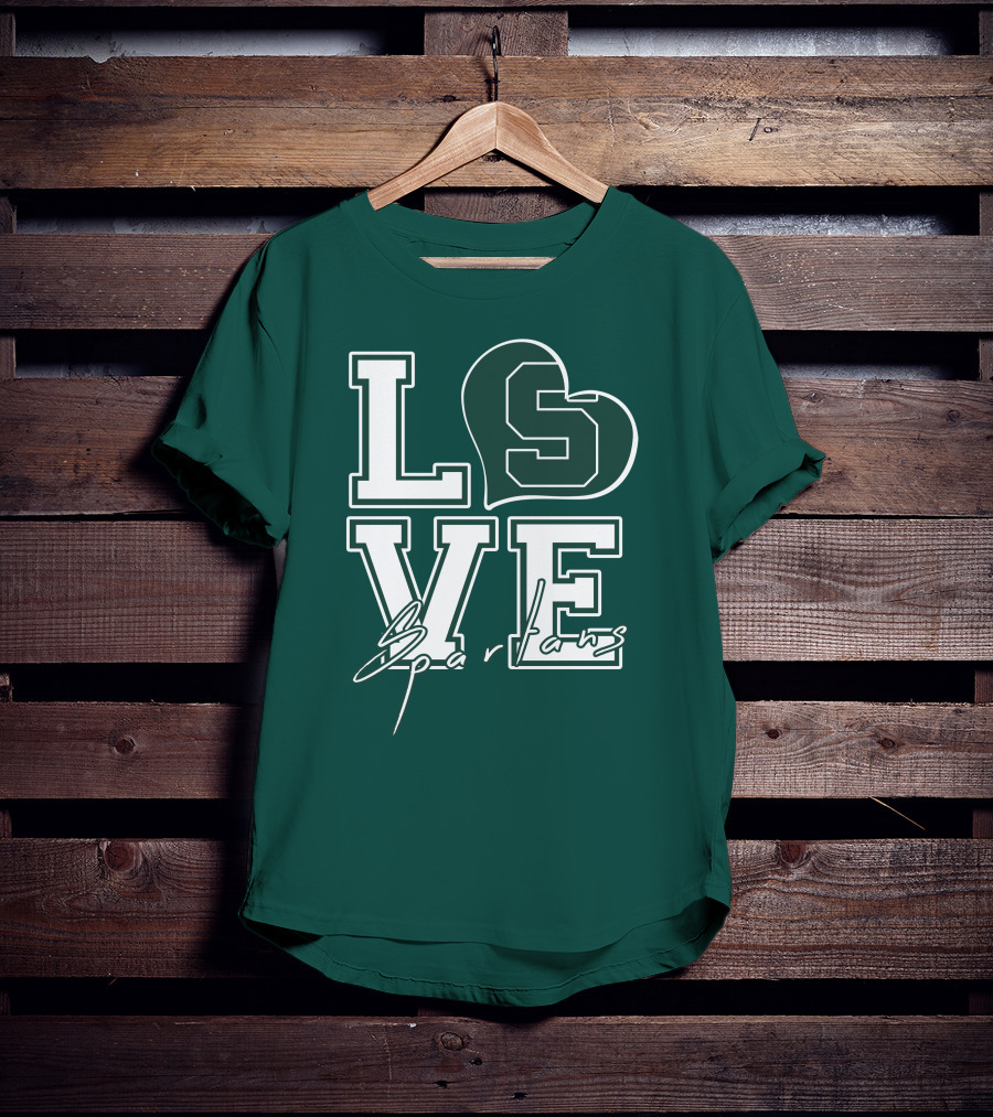 Love Spartans Michigan State Heart T-Shirt