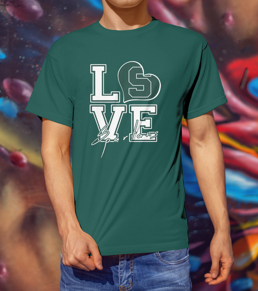 Love Spartans Michigan State Heart T-Shirt