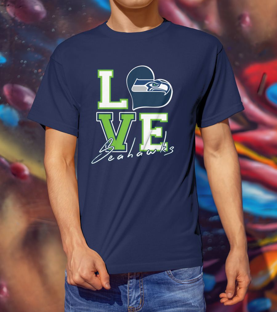 LOVE Seattle Seahawks Heart T-Shirt