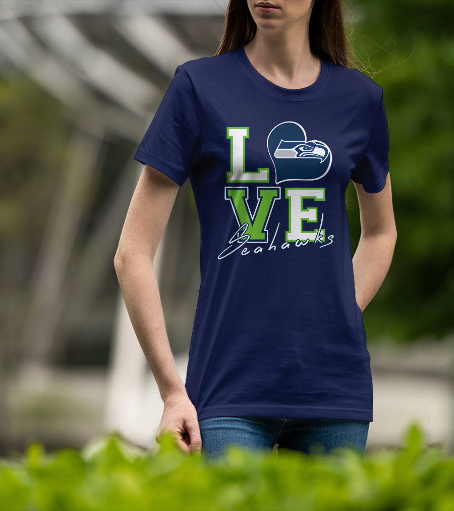 LOVE Seattle Seahawks Heart T-Shirt