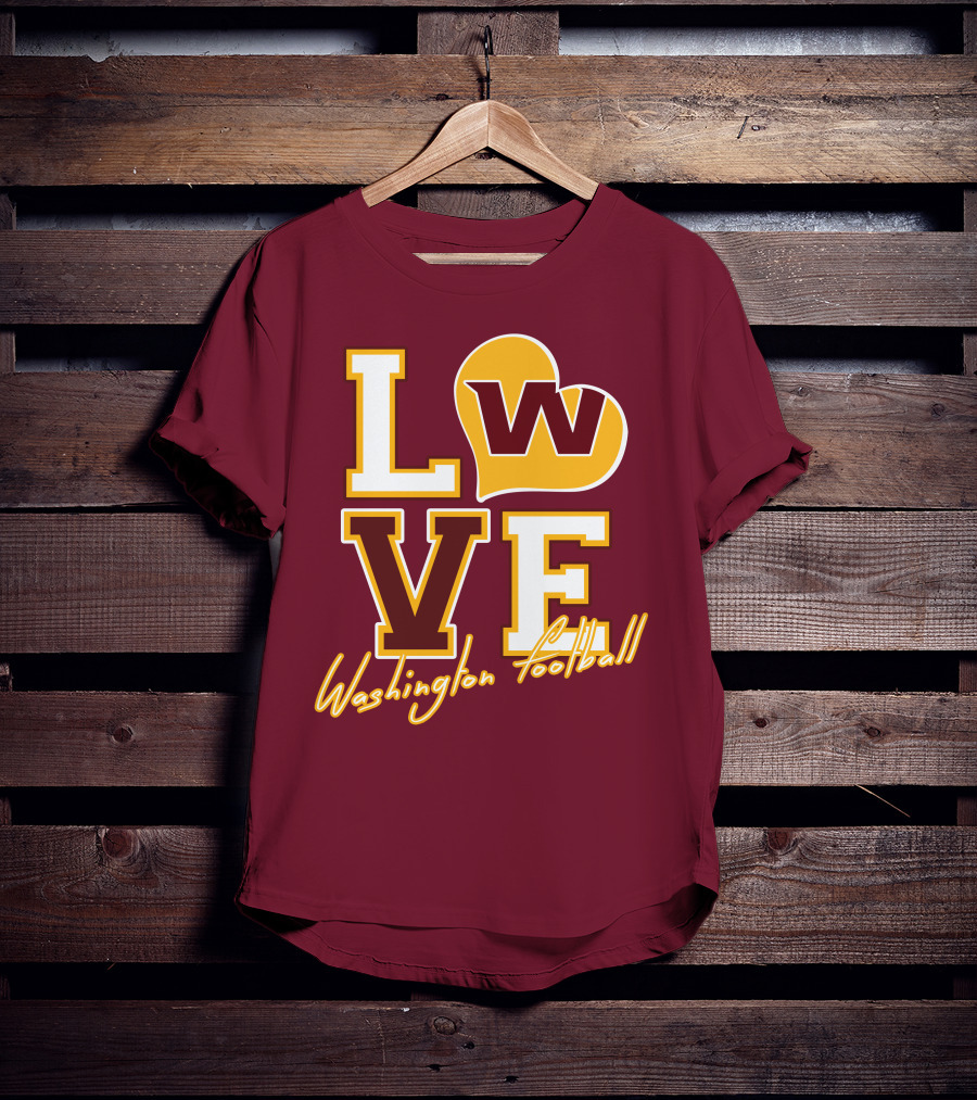 Washington Football Love W Heart T-Shirt