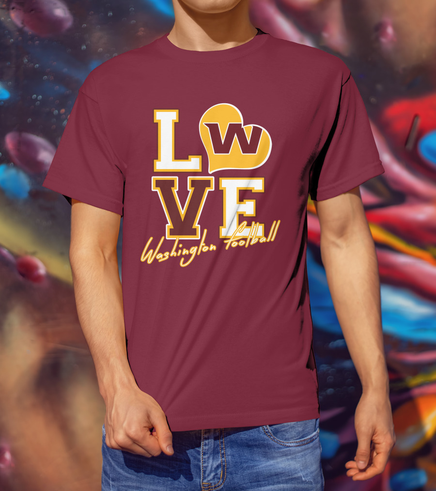 Washington Football Love W Heart T-Shirt