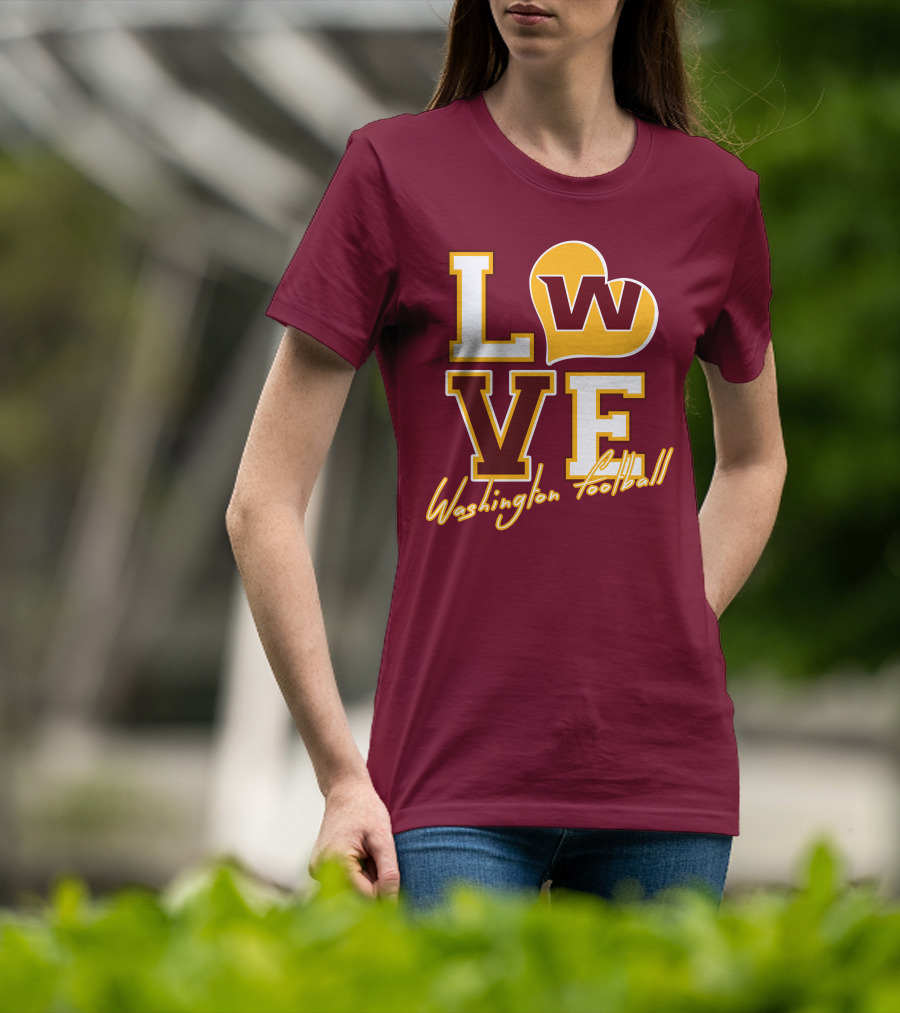 Washington Football Love W Heart T-Shirt