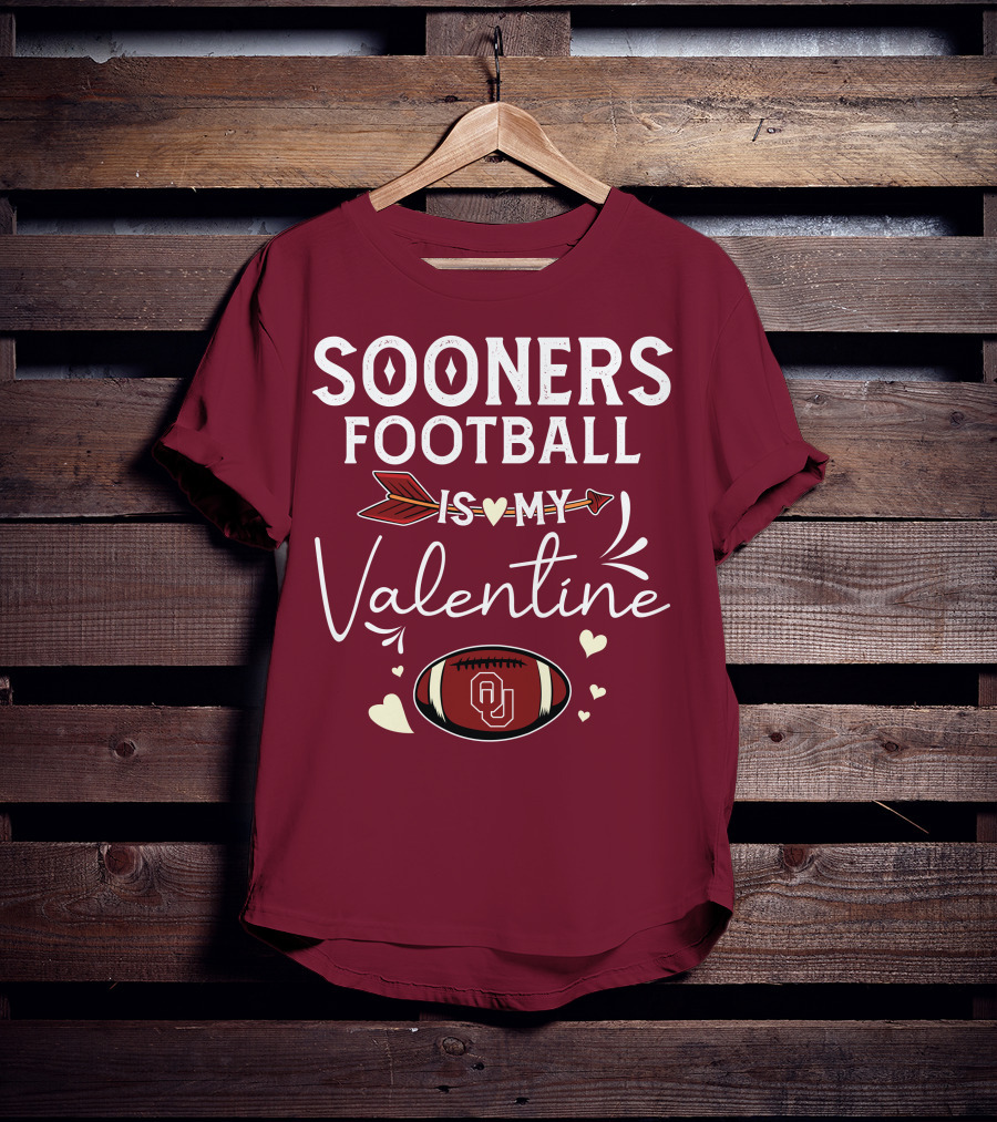 Sooners Football Is My Valentine OU Football Red Arrow And Hearts T-Shirt