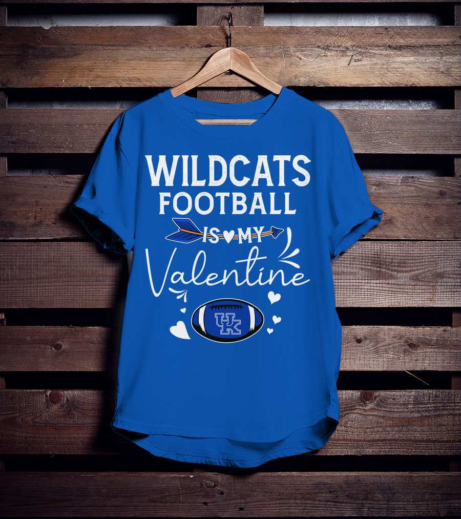 Wildcats Football Is My Valentine UK Football Heart Arrow T-Shirt