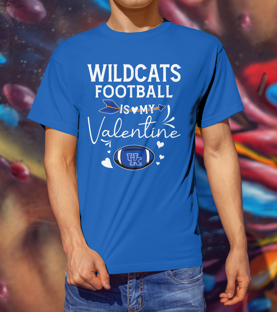 Wildcats Football Is My Valentine UK Football Heart Arrow T-Shirt