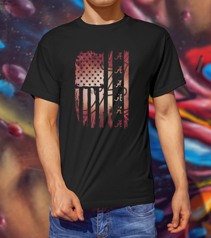 Alabama Crimson Tide American Flag A Aaa Stars And Stripes T-Shirt