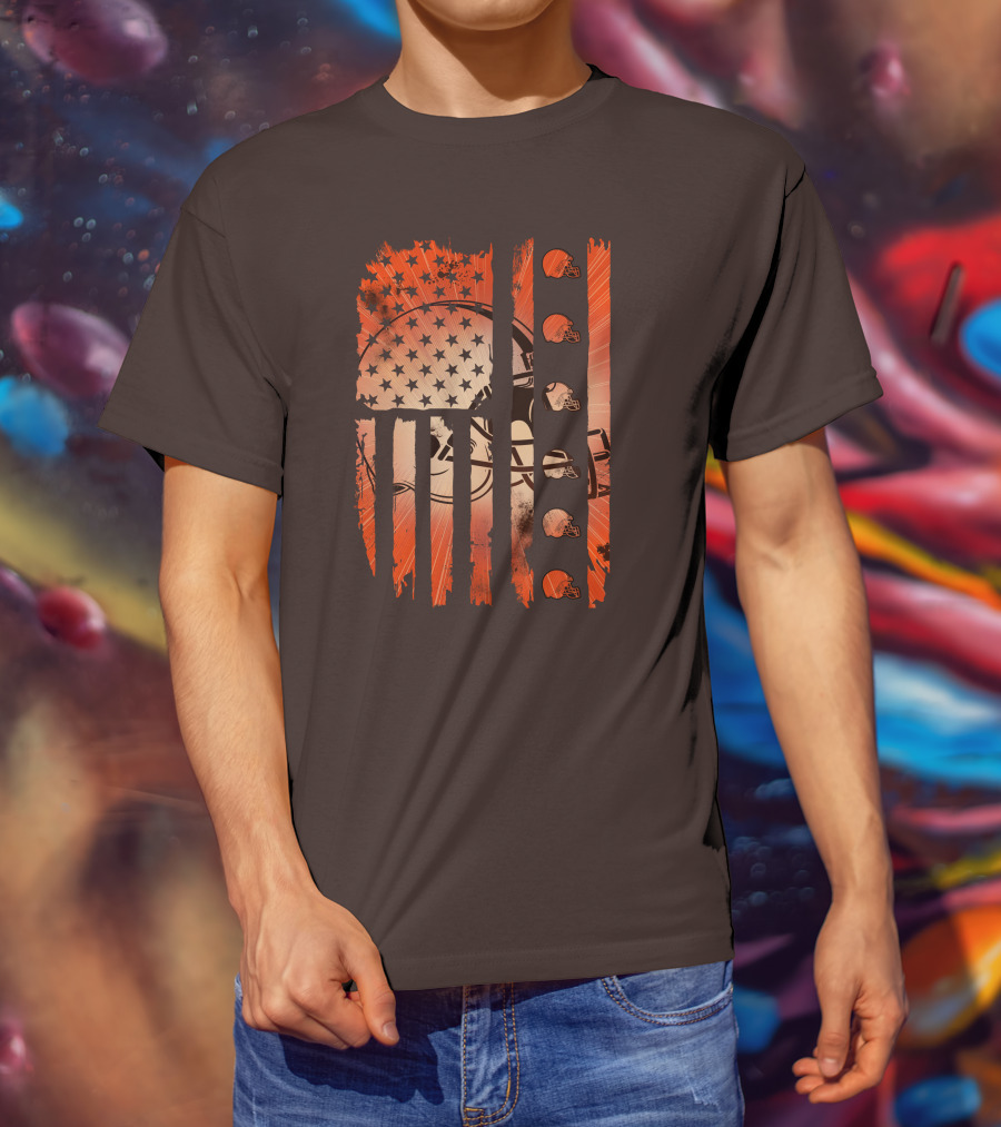Cleveland Browns Helmet American Flag Edition T-Shirt