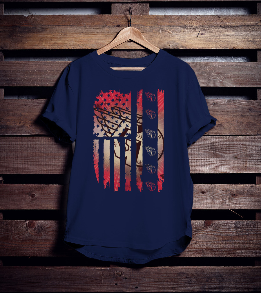 Cleveland Guardians American Flag Stripes Stars Baseball T-Shirt