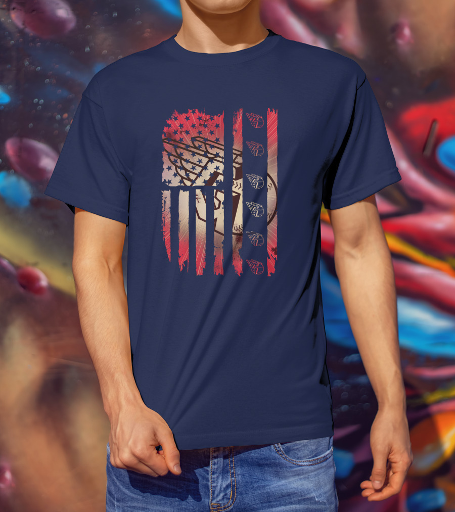 Cleveland Guardians American Flag Stripes Stars Baseball T-Shirt