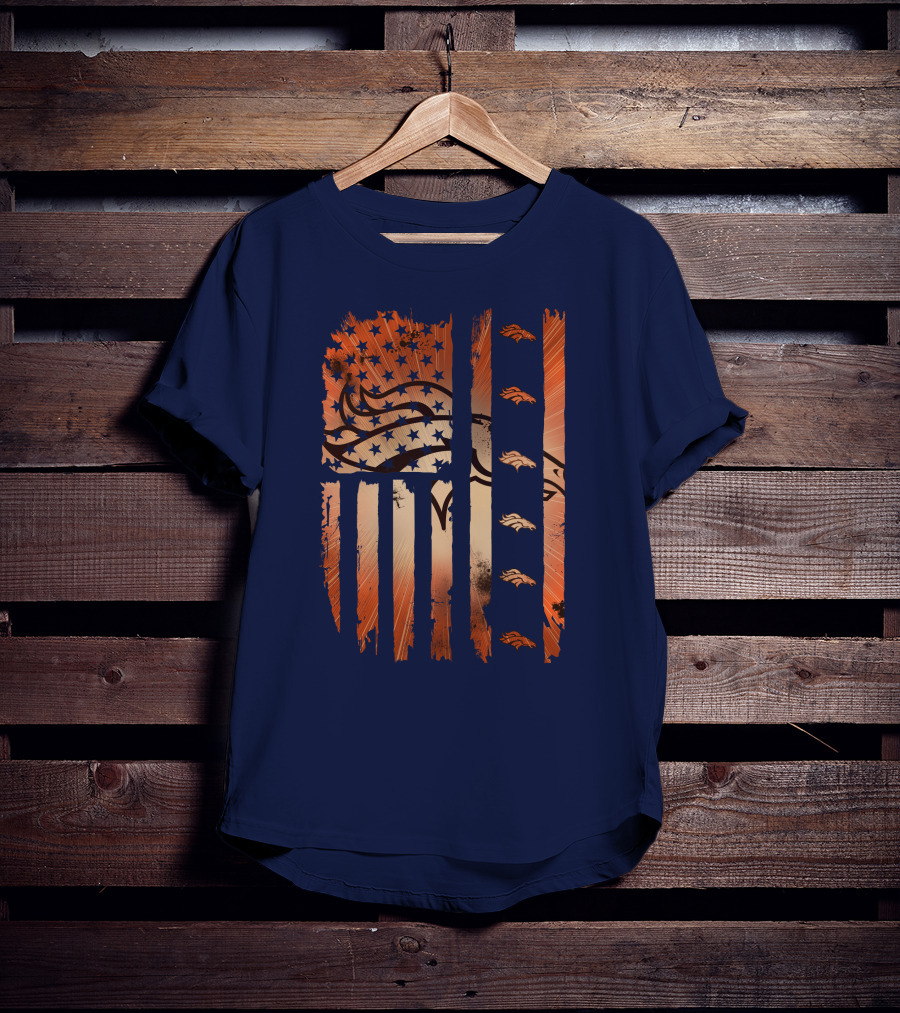 Denver Broncos Distressed American Flag Stars And Stripes T-Shirt