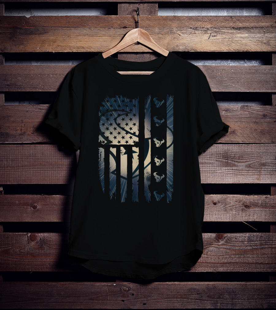 Houston Texans American Flag Stars And Stripes T-Shirt