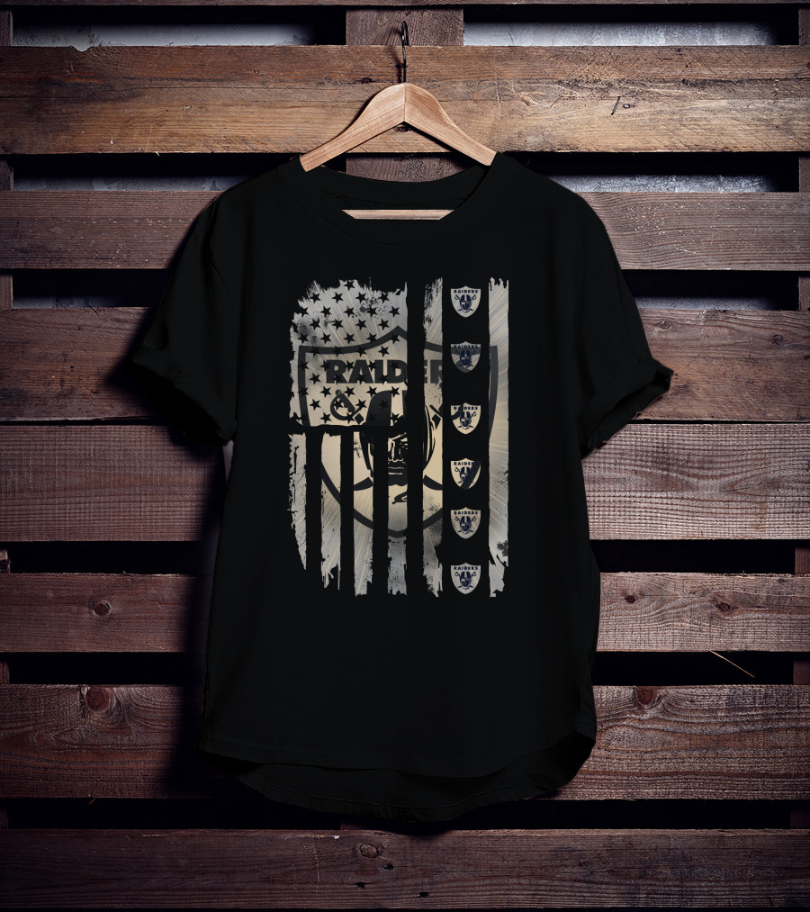 Las Vegas Raiders American Flag Raiders Shield T-Shirt