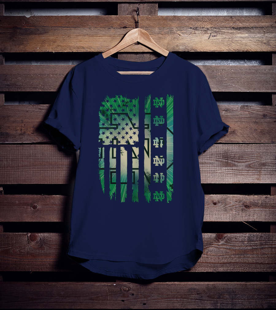 Notre Dame Nd American Flag Fighting Irish T-Shirt
