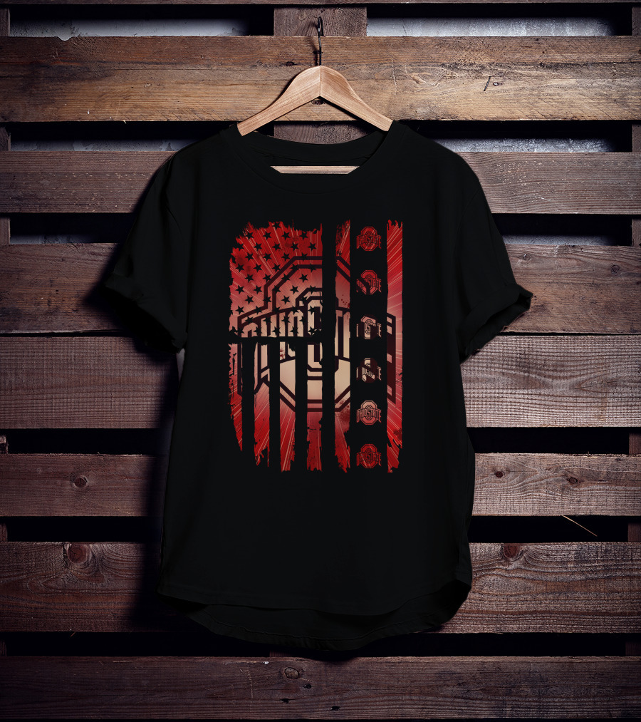 Ohio State Buckeyes American Flag Stars Stripes T-Shirt