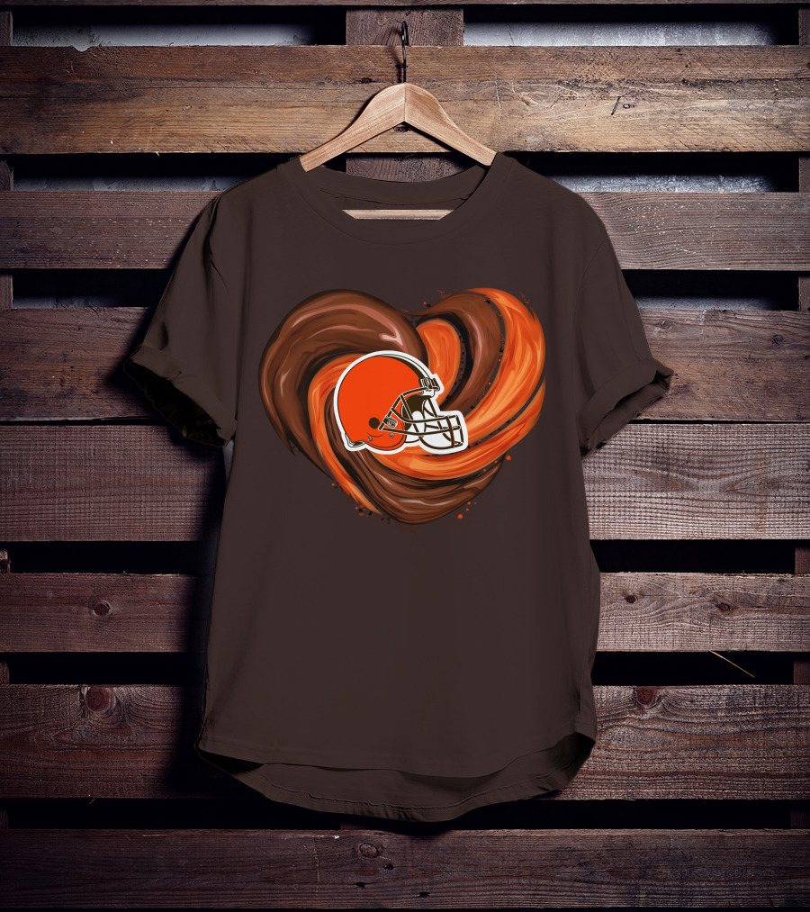 Cleveland Browns Football Helmet Tornado Heart T-Shirt