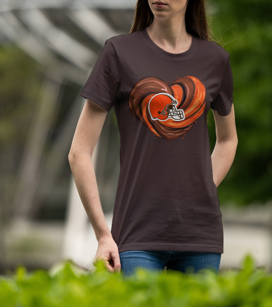 Cleveland Browns Football Helmet Tornado Heart T-Shirt